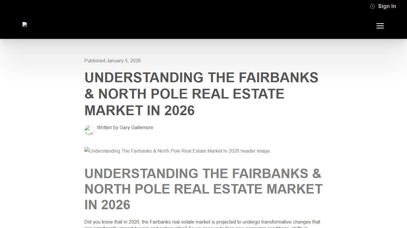 Fairbanks Real Estate Market Insights for 2026