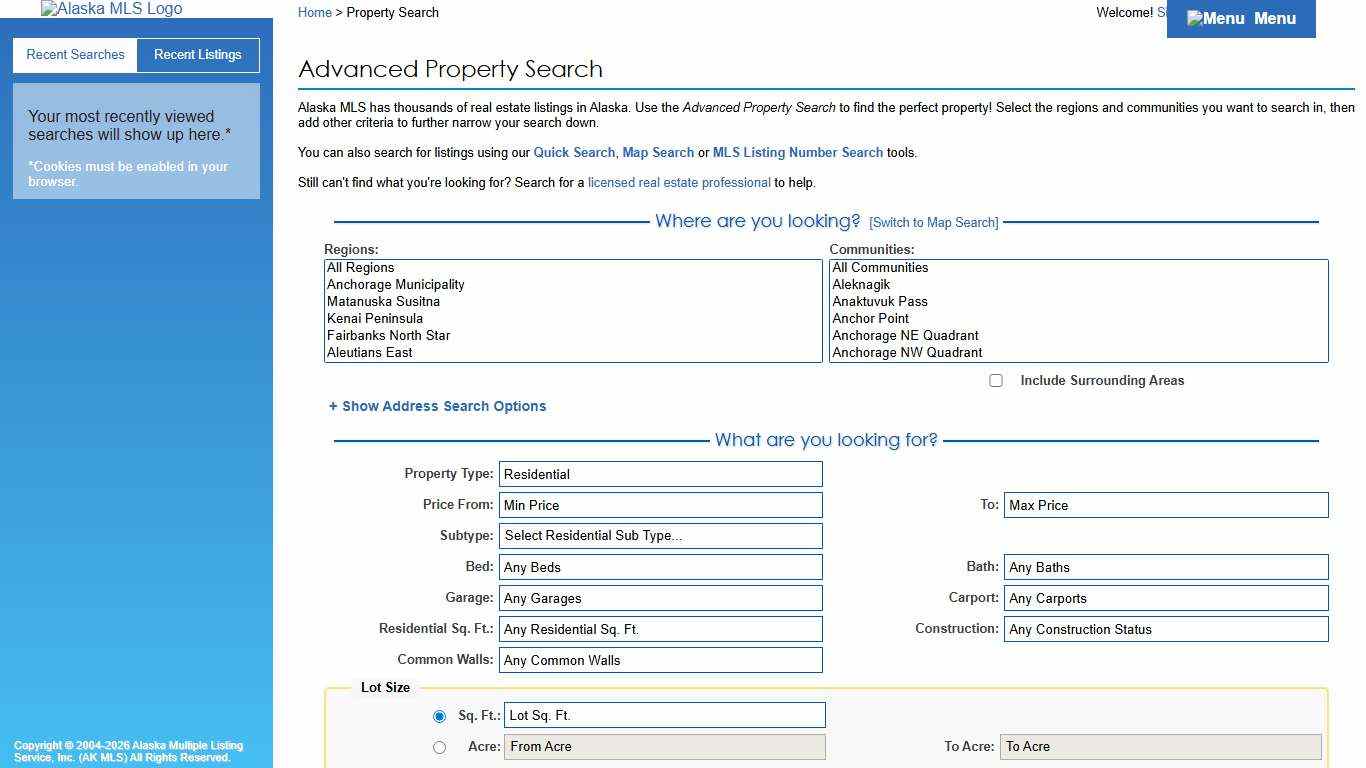 AlaskaRealEstate.com - Advanced Property Search
